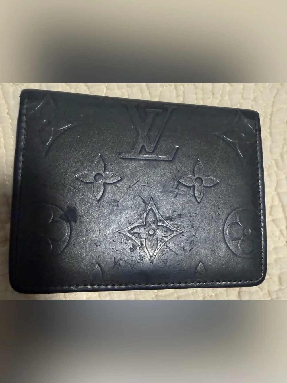 Louis Vutton “Vernis Matt” Black leather compact card/money holder!